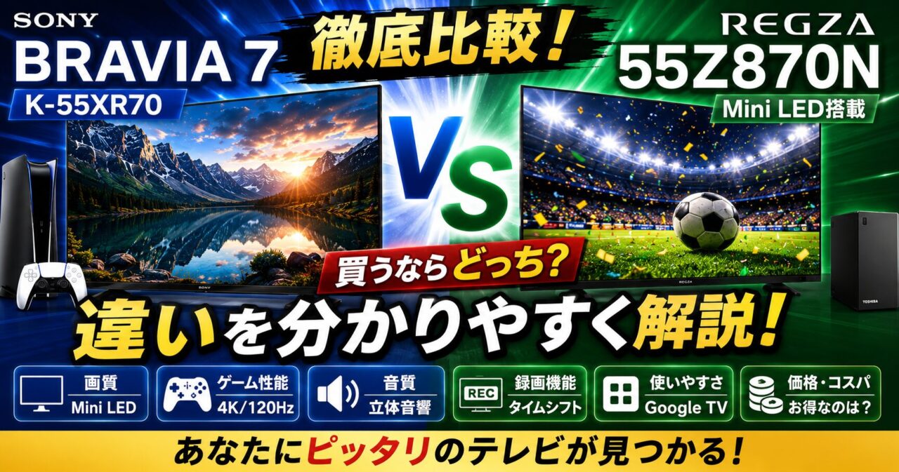 BRAVIA 7 K-55XR70とREGZA 55Z870Nを比較！買うならどっち？の画像