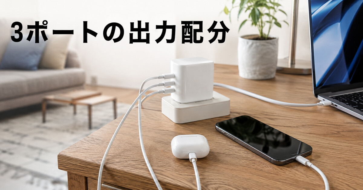 Anker Prime Wall Charger 67Wの出力配分は？3ポート同時充電を解説の画像