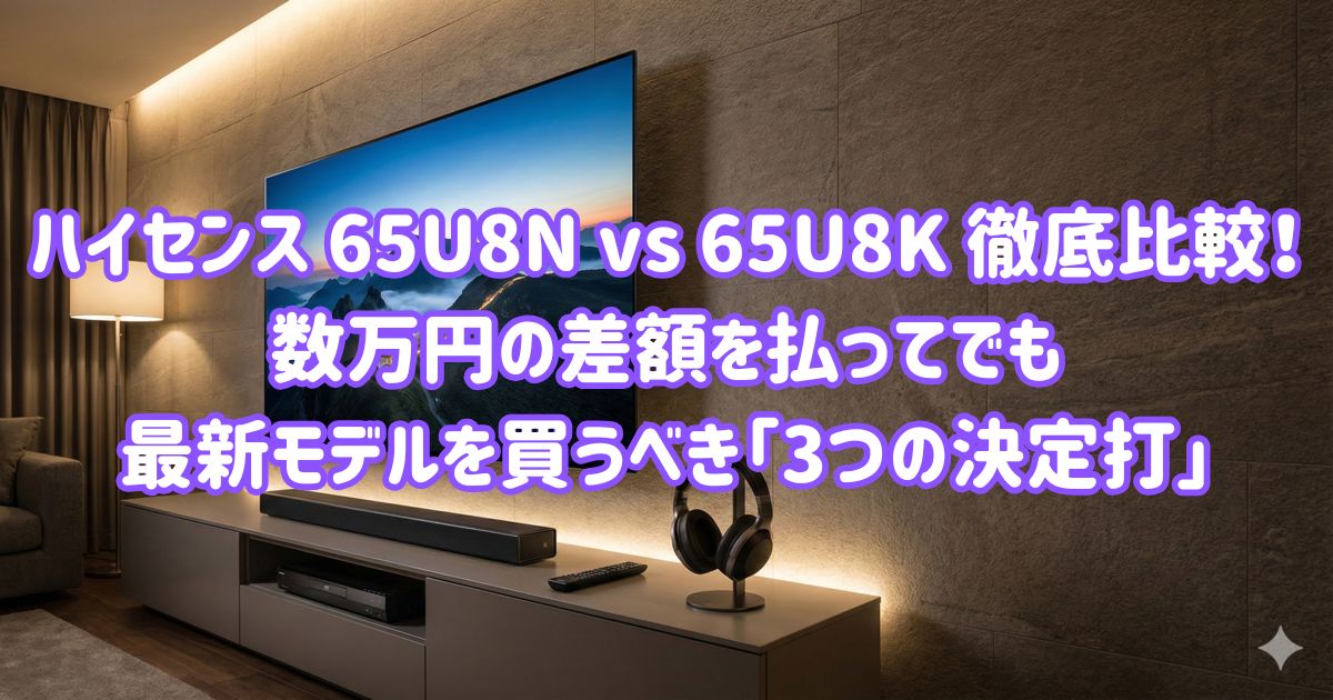 ハイセンス 65U8N vs 65U8K 徹底比較！数万円の差額を払ってでも最新モデルを買うべき「3つの決定打」の画像