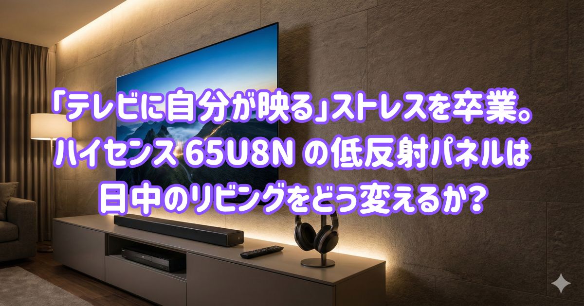 「テレビに自分が映る」ストレスを卒業。ハイセンス 65U8N の低反射パネルは、日中のリビングをどう変えるか？の画像