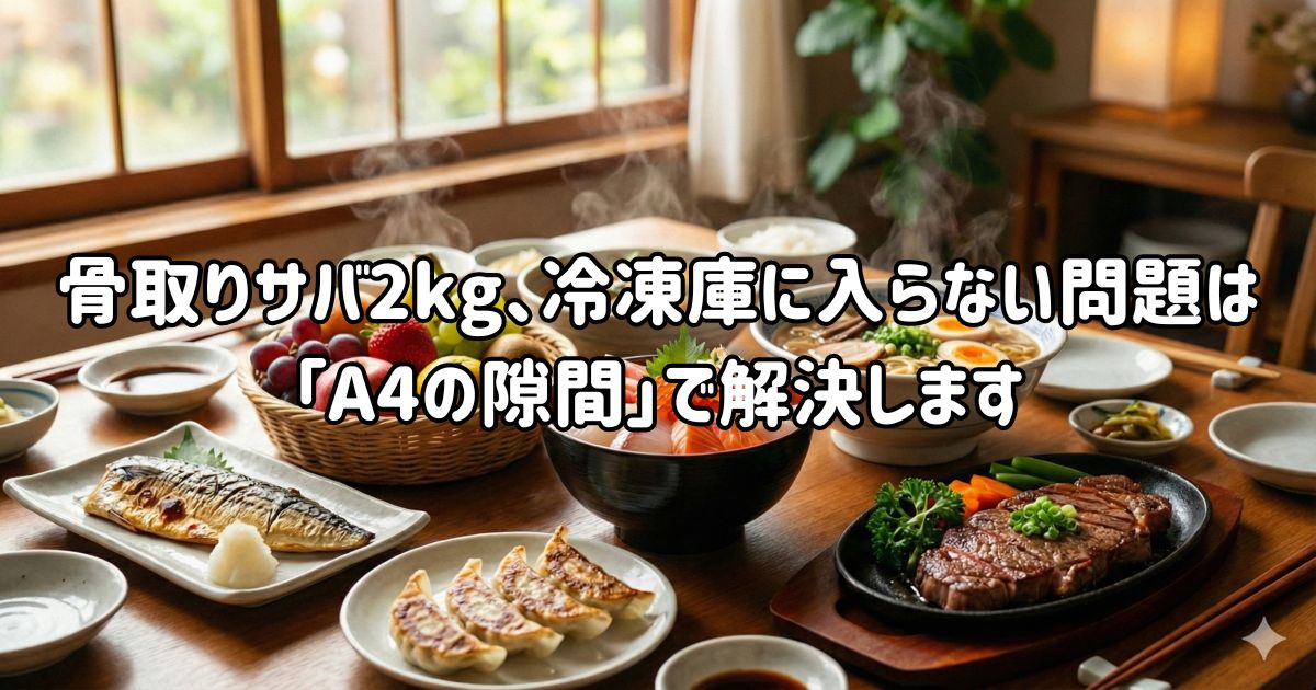 骨取りサバ2kg、冷凍庫に入らない問題は「A4の隙間」で解決しますの画像